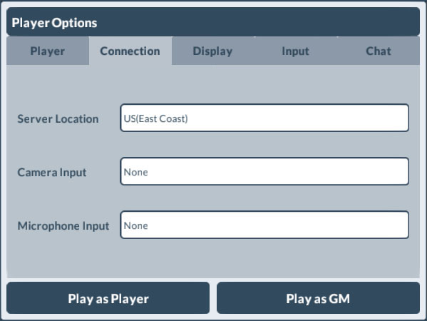 Player Options - Connection Panel